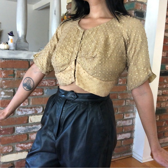 Vintage Handmade Cropped Glam Front Hook Top - Picture 4 of 4